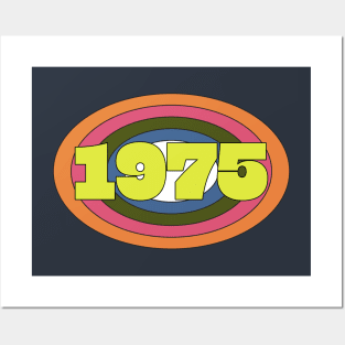 Yellow Year 1975 Rainbow Ellipse Vintage Typography Posters and Art